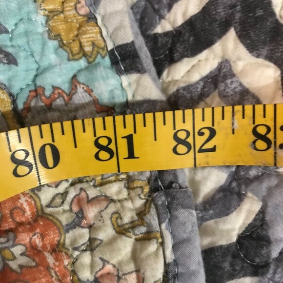 Waverly Twin Quilt With 2 Shams Blue & Gold Cotton Modern 82" X 87" - Picture 9 of 11